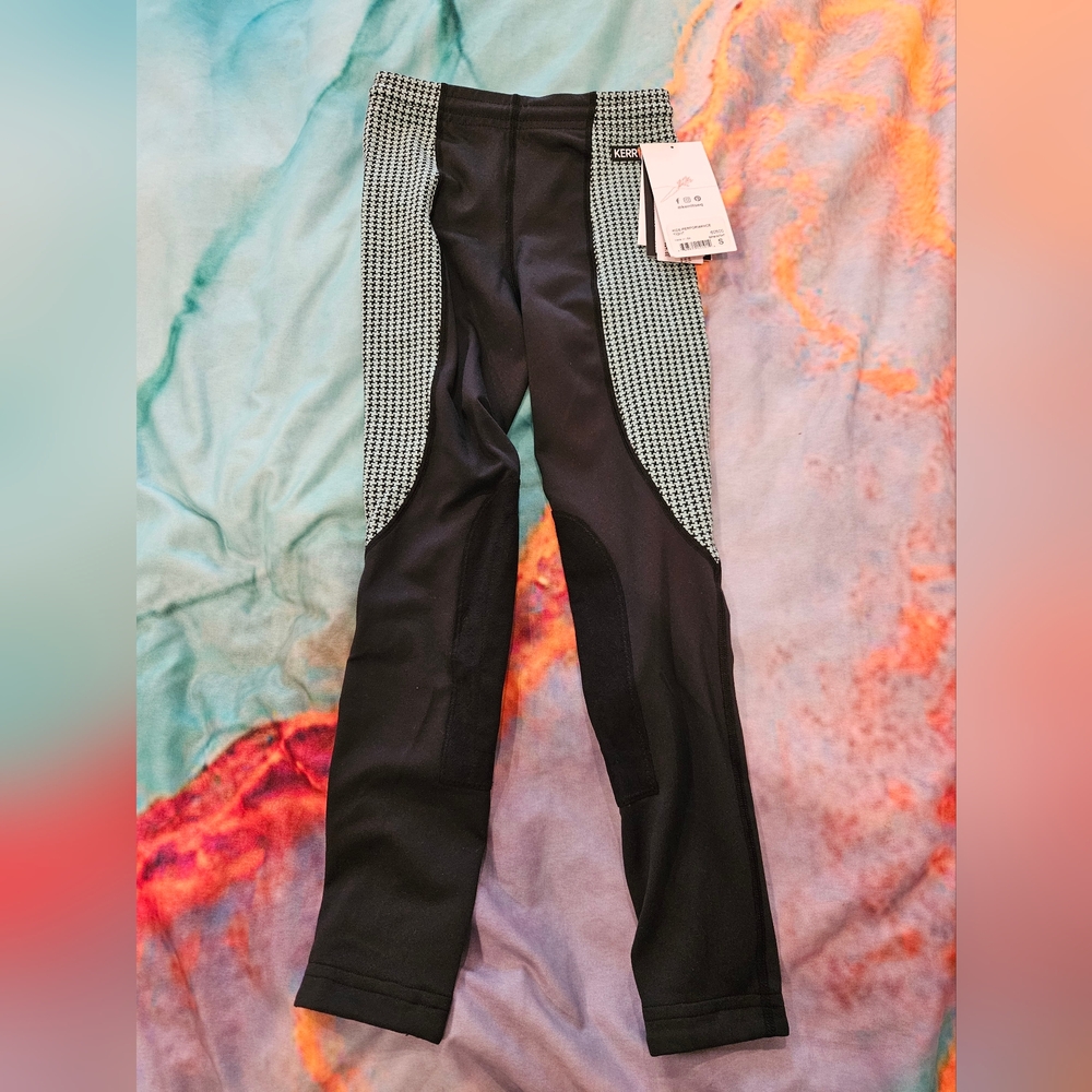 NEW Kerrits Black & Green Riding Pants Tights Equestrian Breeches Girls Small